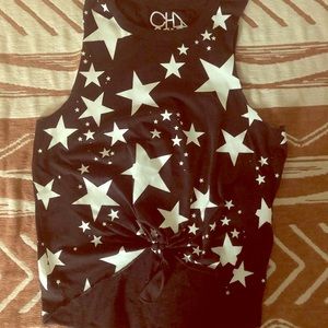 Tie front sexy tank top .